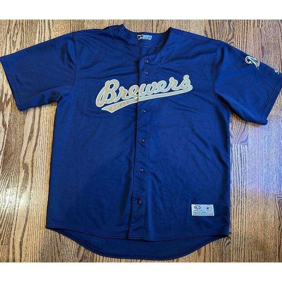 Vintage Milwaukee Brewers Jersey Russell Athletic True Fan Series MLB Men’s XL - Picture 1 of 7